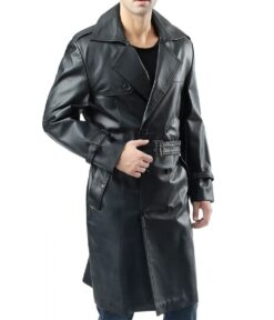 Adam Lambert Black Double Breasted Leather Coat