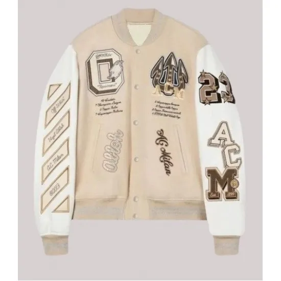 AC Milan Varsity Bomber Off White Jacket
