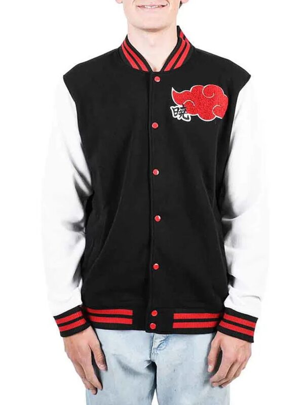 Akatsuki Black and White Varsity Jacket