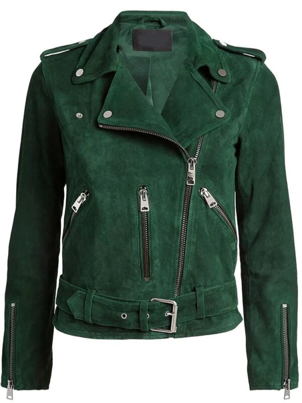 Behind Her Eyes Simona Brown Green Suede Jacket
