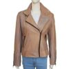 Arrow S04 Katie Cassidy Beige Leather Jacket