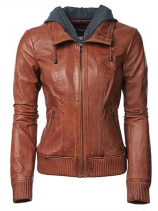 Arrow S02 Willa Holland Brown Leather Hooded Jacket